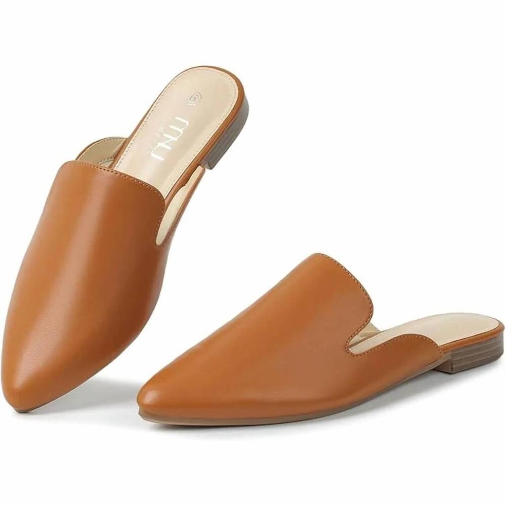 NEW MUSSHOE women's flat mule loafer shoes in rust
